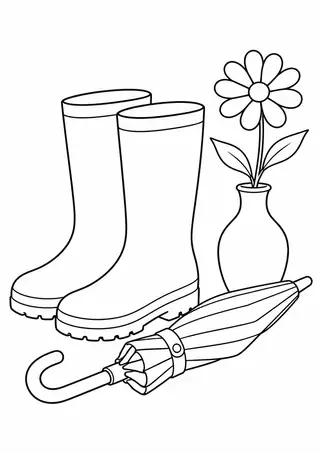 玄関の長靴と野の花一輪