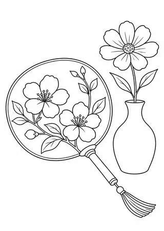 夏のうちわと野の花一輪