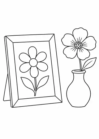 写真の額と野の花一輪