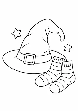 魔女の帽子としましまの靴下