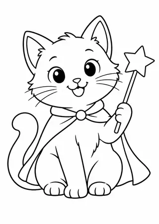 星のつえを抱えた黒猫