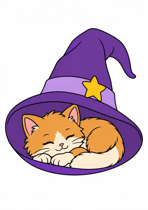 魔女の帽子に眠る子猫 色見本