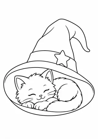 魔女の帽子に眠る子猫