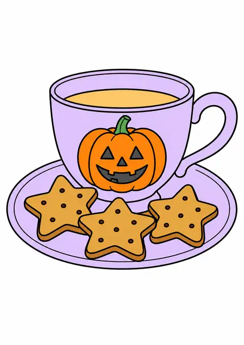 星形クッキーとハロウィンのカップ 色見本