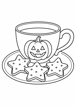 星形クッキーとハロウィンのカップ