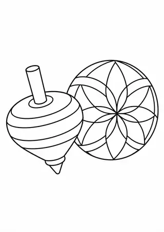こまと手まりの大きな輪郭