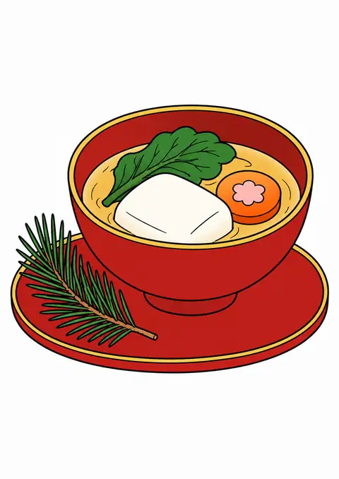 お雑煮のおわんと松の小枝 色見本