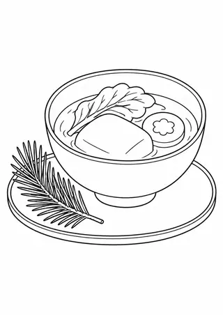 お雑煮のおわんと松の小枝
