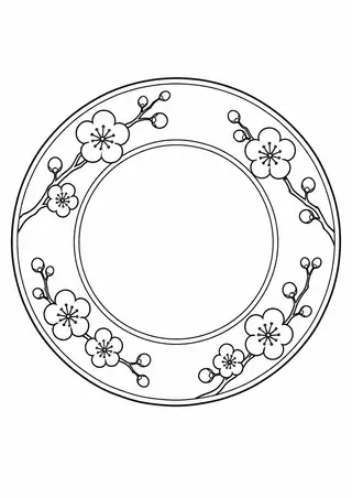 梅の花の小皿の大きな輪郭