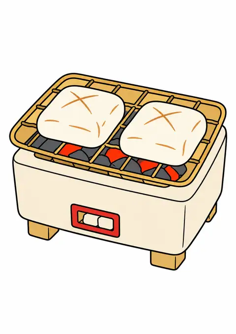 餅を焼く小さな網の大きな輪郭 色見本