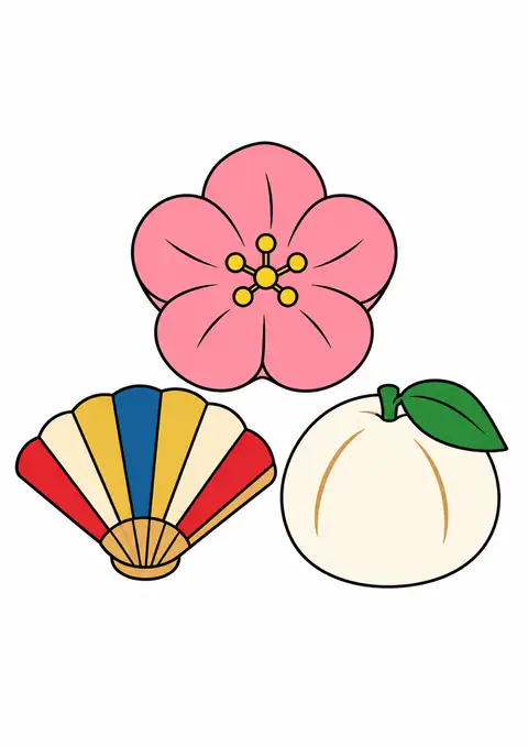 お正月の和菓子の大きな輪郭 色見本