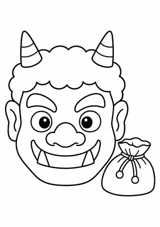 鬼のお面と小さな豆袋