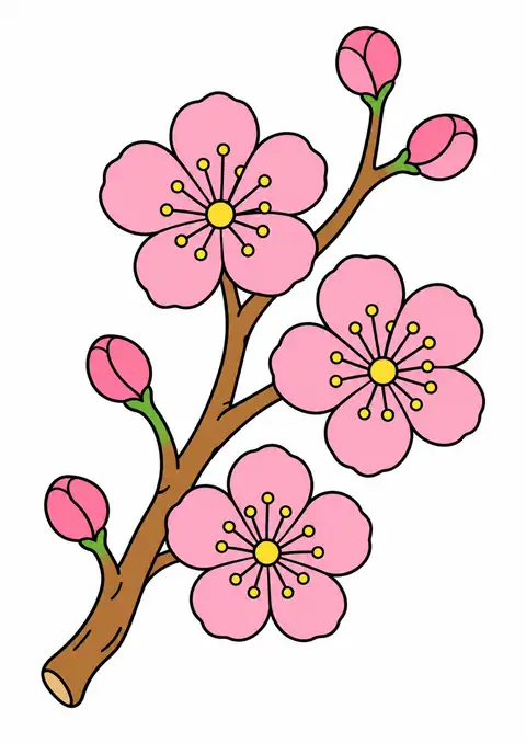 梅の枝とつぼみ 色見本