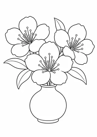 桃の花と丸い花瓶