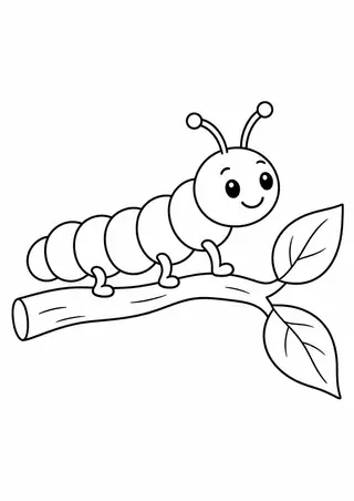 枝の上の青虫と新芽