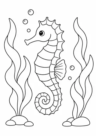 海藻の間の小さなタツノオトシゴ