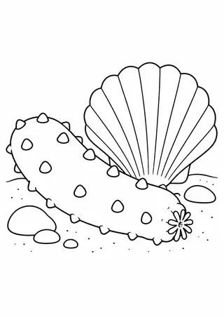 貝がらと海のナマコ