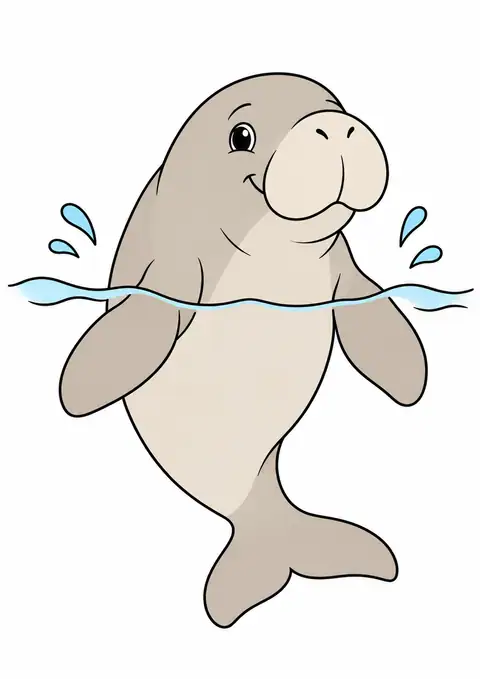 水面に顔を出すジュゴン 色見本