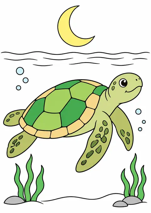 月夜に泳ぐウミガメ 色見本
