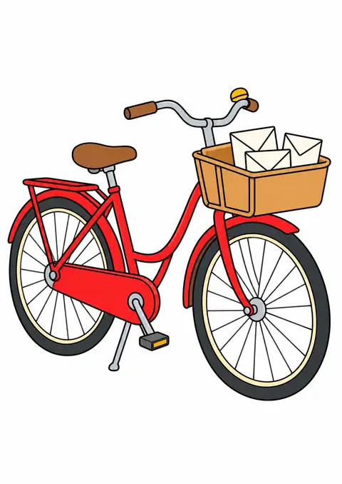 大きな車輪の郵便配達自転車 色見本