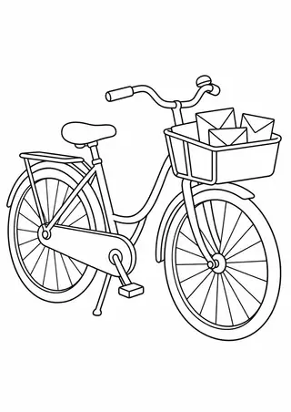 大きな車輪の郵便配達自転車
