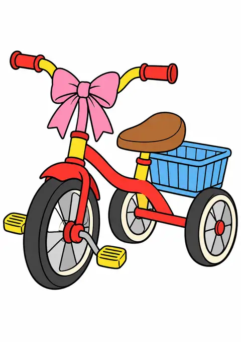 リボンを結んだ子ども用三輪車 色見本