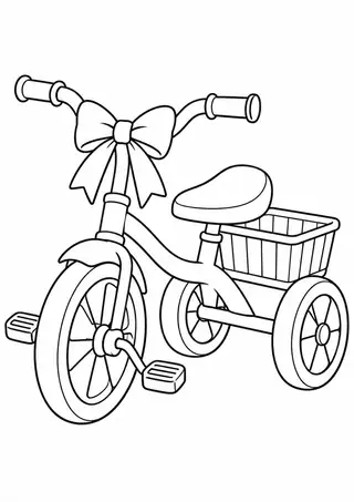 リボンを結んだ子ども用三輪車