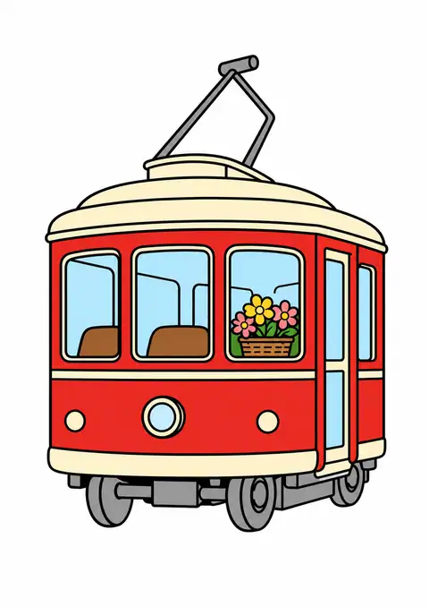花かごを積んだ路面電車 色見本