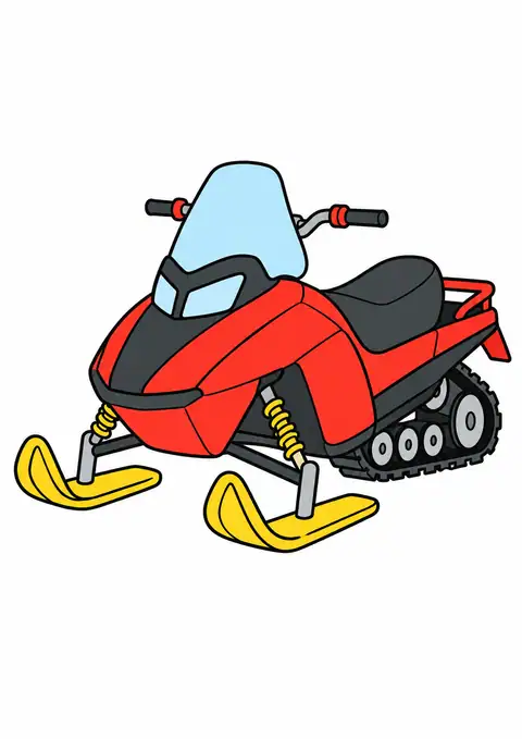 大きなスキーの雪上車 色見本