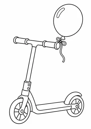 風船を結んだキックボード