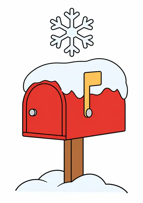 雪の帽子をかぶった郵便箱 色見本