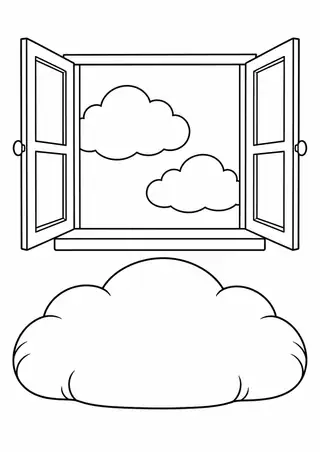 雲の形の枕とお昼寝の窓