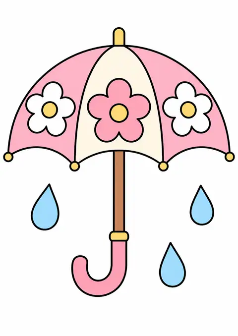 雨の日の花柄の傘 色見本