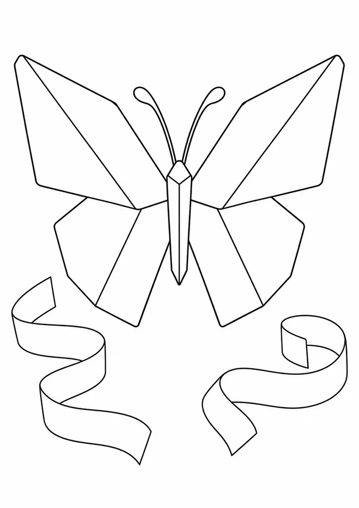 Borboleta de papel com fitas largas