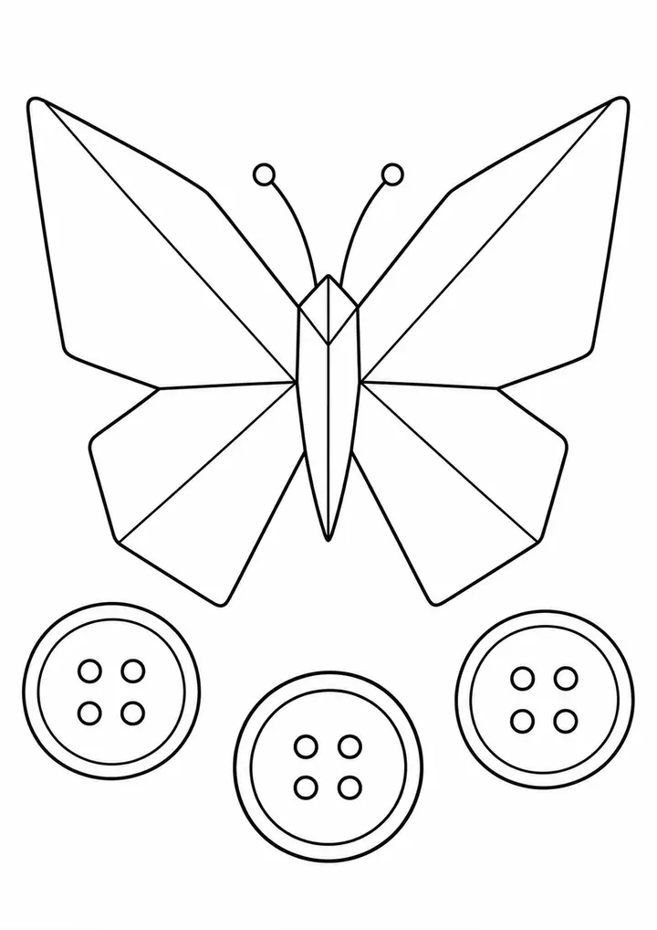 Borboleta de papel com botões grandes