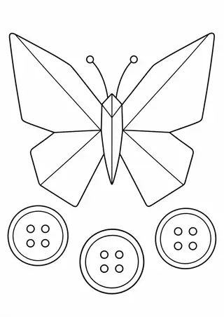 Borboleta de papel com botões grandes