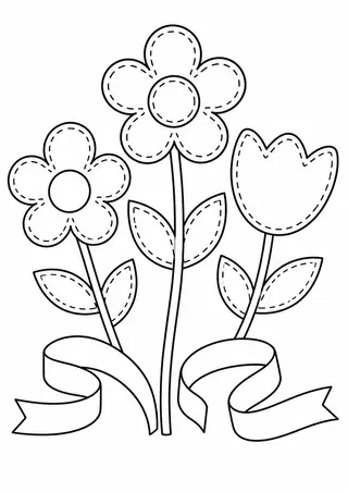 Flores de feltro com fitas largas