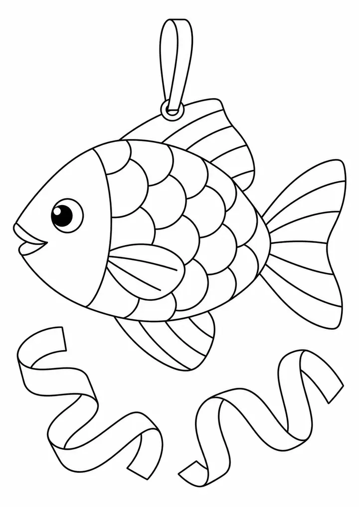 Peixe de papel com fitas largas