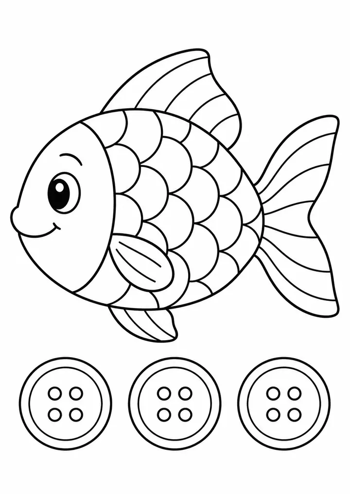 Peixe de papel com botões grandes