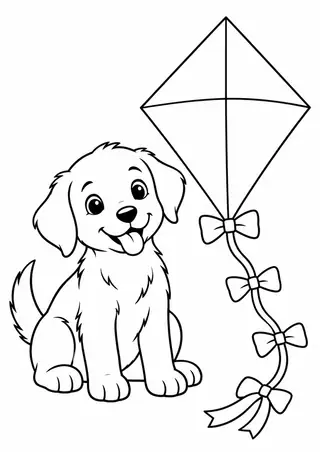 Cachorrinho com uma pipa