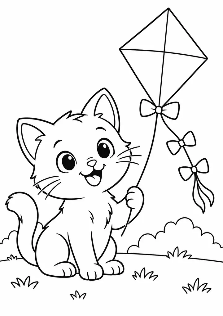 Gatinho com uma pipa