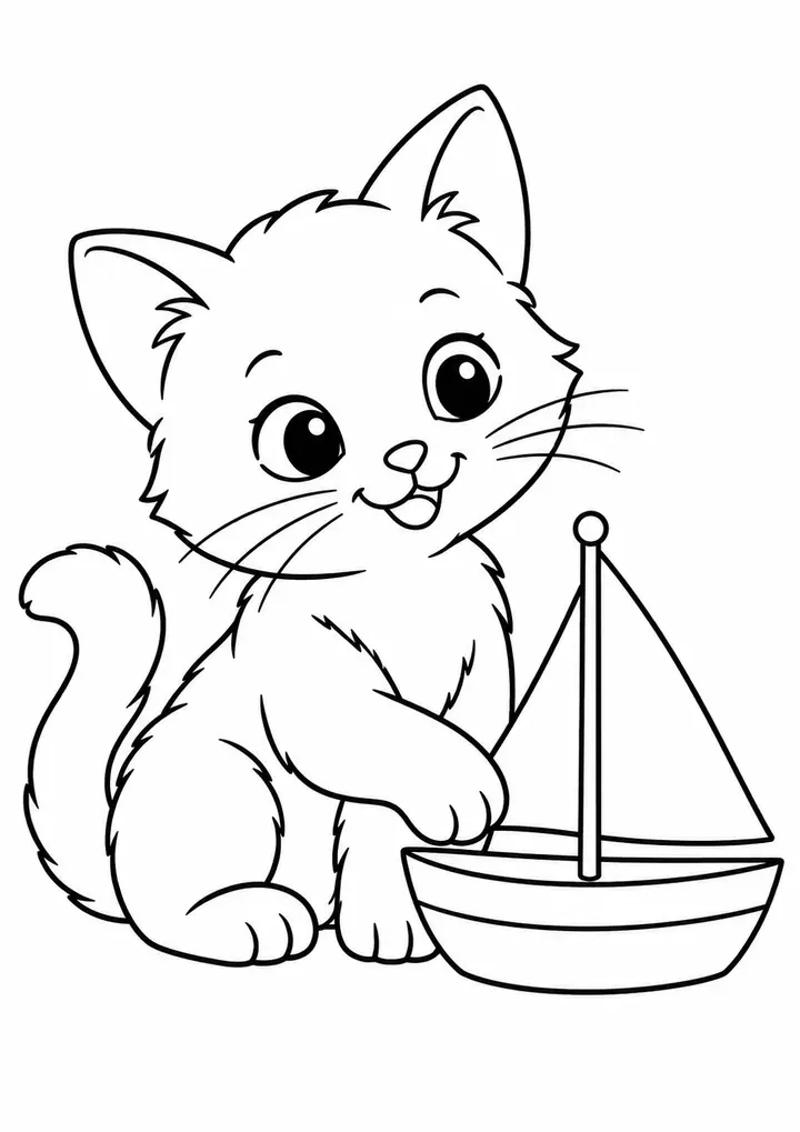 Gatinho com um barquinho