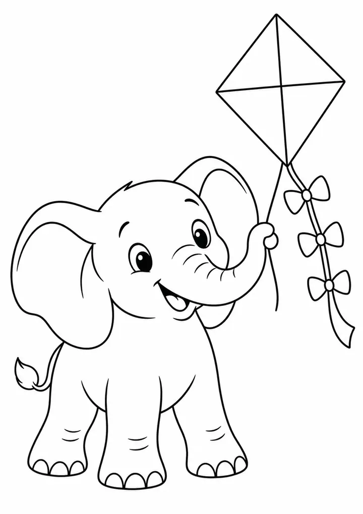 Elefante com uma pipa