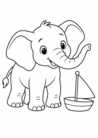 Elefante com um barquinho