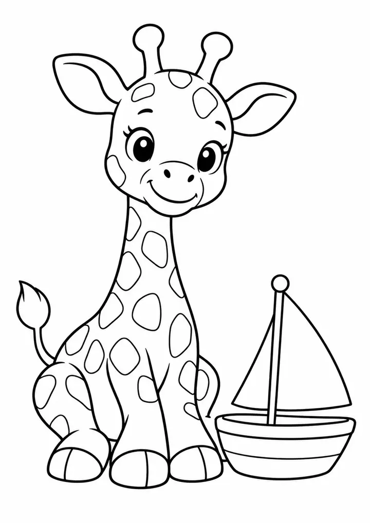 Girafa com um barquinho