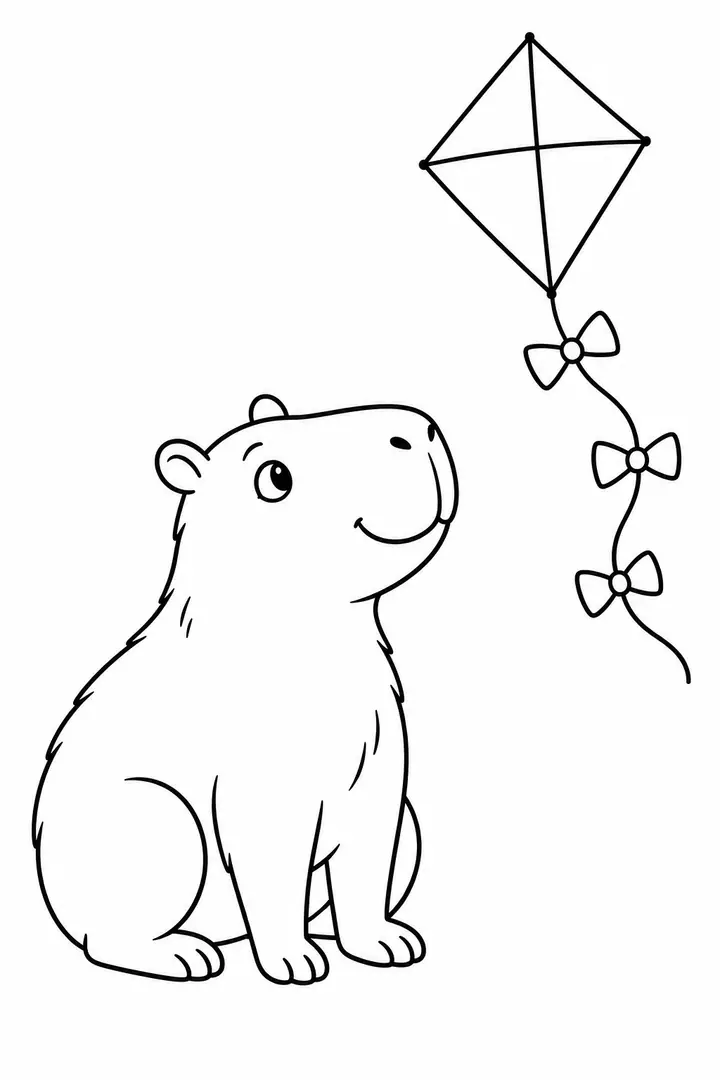 Capivara com uma pipa