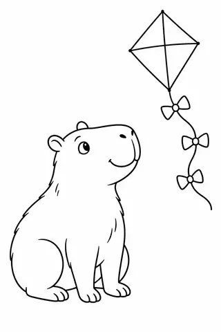 Capivara com uma pipa