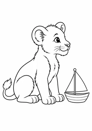 Leãozinho com um barquinho