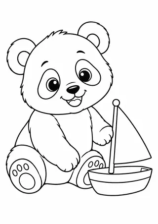 Panda com um barquinho