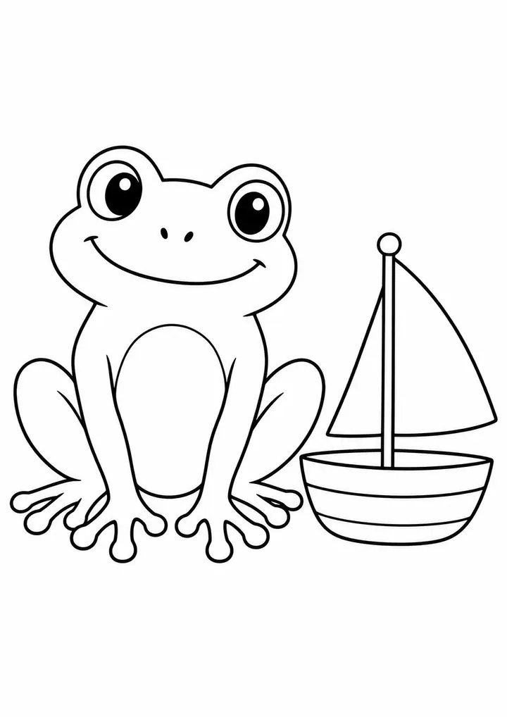 Sapo com um barquinho